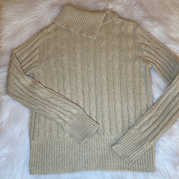 𝅺LIZ CLAIBORNE SPORT Medium Cable Knit Long Sleeve Cowl Neck Sweater - Picture 5 of 8